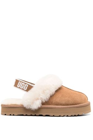brown leather funkette slippers UGG KIDS | 1130395KCHE